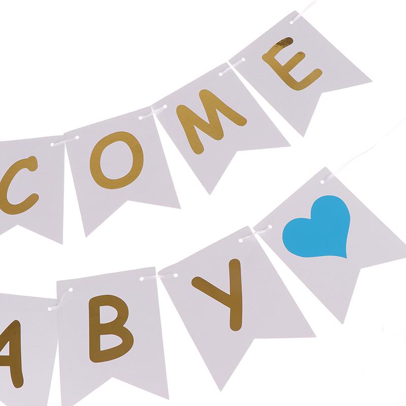 Birthday Decoration Welcome Baby Banners Paper Flags Baby Shower Banners
