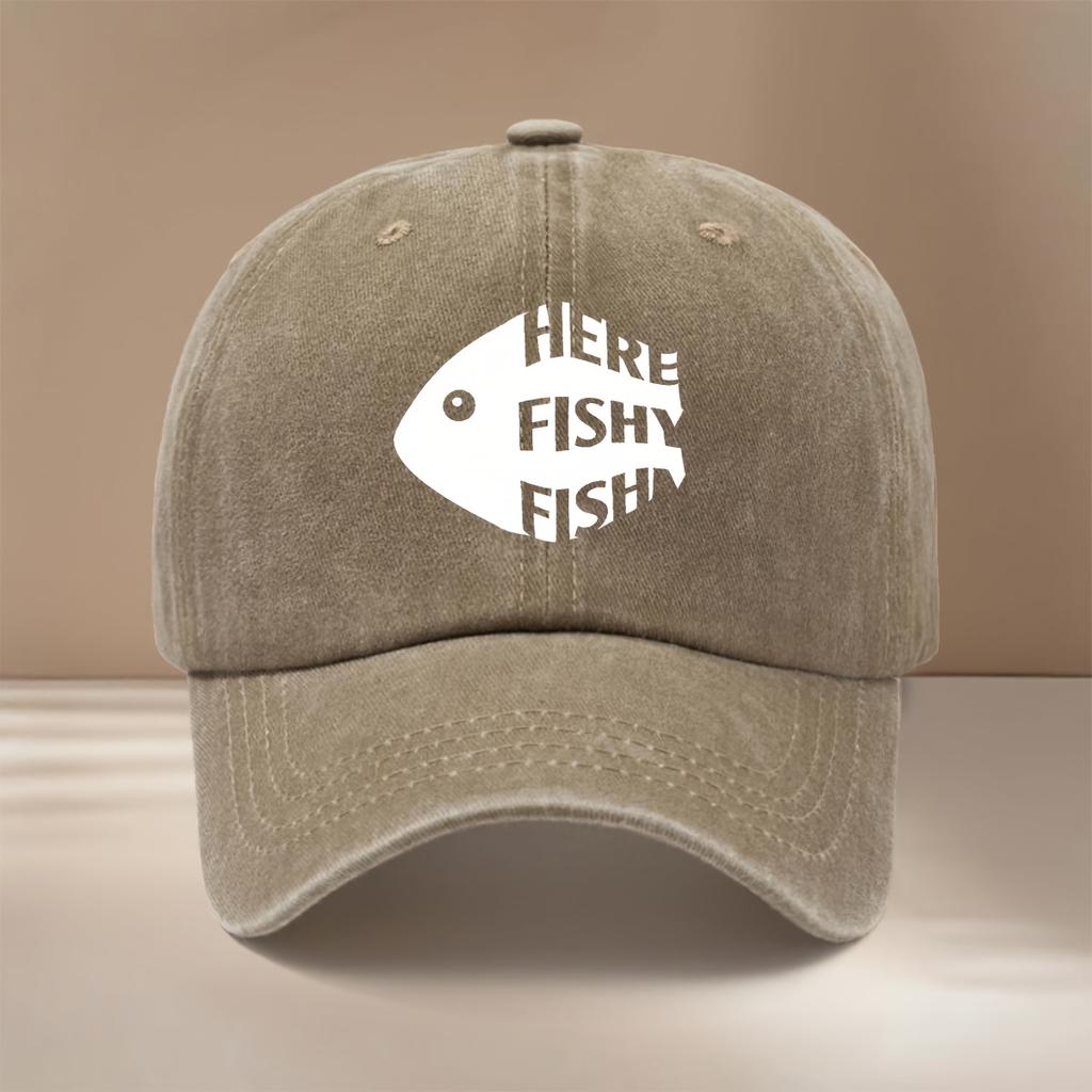 Белая Рыба FISH Текстурный Рисунок Бейсболка Повседневная Хип-Хоп Унисекс Шляпа с Изогнутым Козырьком Удобный Легкий Козырек с Текстурированной Fe