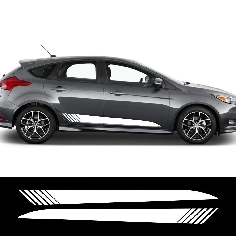 2PCS Car Side Body Skirt Stickers For Ford Focus RS ST MK2 MK3 MK4 Vinyl Decals Auto Body Tuning Decoration Stickers Accessories