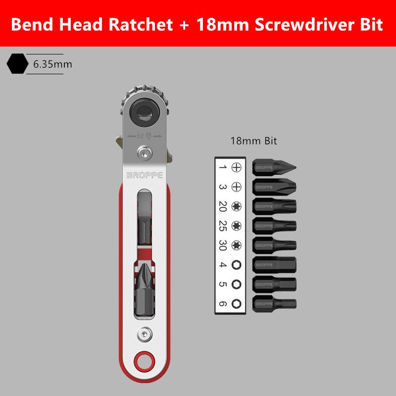 BROPPE Набор магнитных двусторонних отверток с храповым механизмом, прямоугольный 1/4 дюйма, шестигранный хвостовик, поворотная головка с трещоткой для узкого пространства, сделай сам