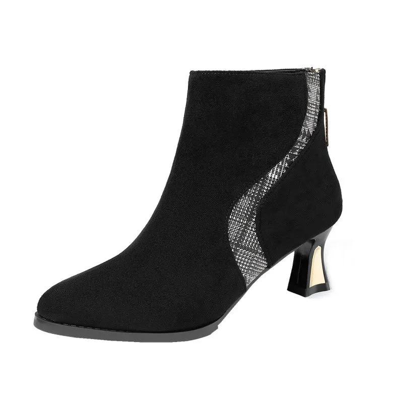 Cresfimix Botas Femininas женские модные черные сапоги большого размера из замши высокого качества на высоком каблуке для осени и зимы A758