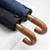 Rain Umbrella Automatic Wooden Curved Handle Business Umbrella Design Corporation 10K Windproof Big Fold Umbrella Man