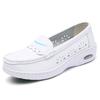 Women’s Nurse Shoes Loafers Leather Casual Slip On Walking Shoes Thick Sole Height Increase White Shoes