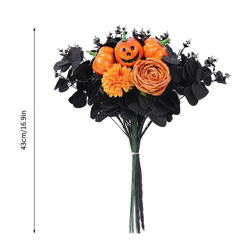 Halloween Branches Fake Twig with pumpkin Flower Halloween Creepy Centerpieces Bouquet for Halloween Party Supply