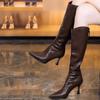 Эластичные новые женские туфли до колена с острым носком, женские длинные сапоги, зима 2024, новинка, распродажа Y2k, водонепроницаемые сапоги высокого качества