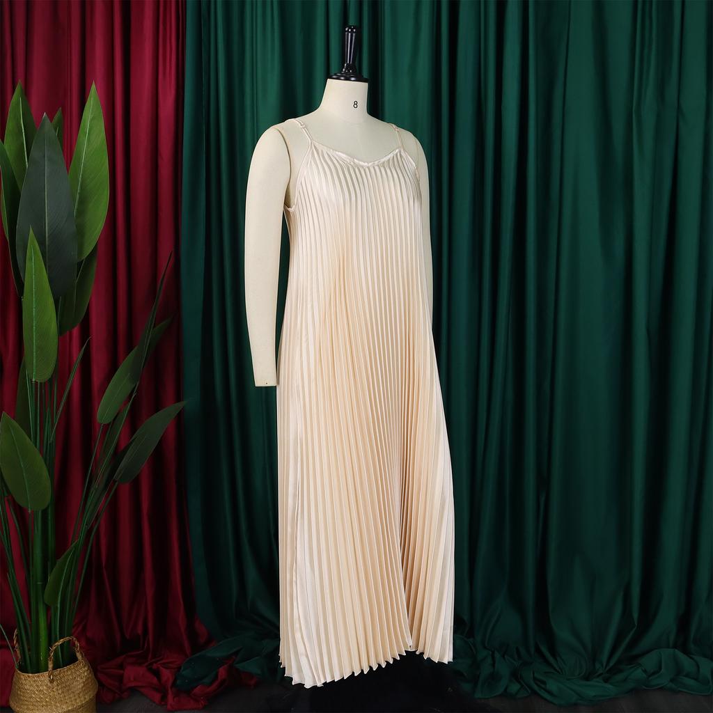 Женское платье с лямкой на бретельках размера плюс, летнее жатое плиссированное сексуальное модное платье трапециевидной формы, длинное платье