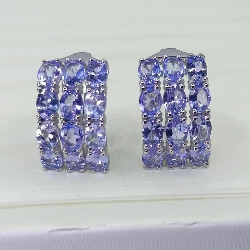 Sace Gems Серьги для женщин, стерлинговое серебро 925 пробы, 3*4 мм, натуральный танзанит, зажим для ушей, Свадебная вечеринка, ювелирные украшения, подарок на праздник