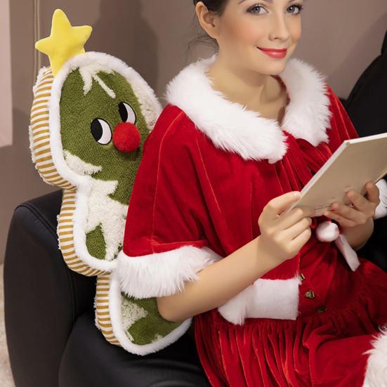 Плюшевая подушка-плед 'Рождественская елка' Милая мягкая набивная игрушка Уютная диванная подушка Теплый зимний подарок Домашнее праздничное украшение