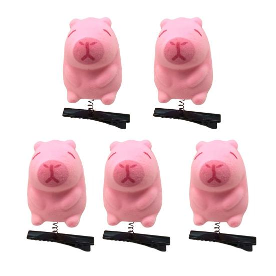 1/2/5Pcs Hair Pin Flocking Cartoon Capibara Chick Duck Decor Spring Design Metal Hair Clips Decorative Holiday Party Hairpins Hair Accessories