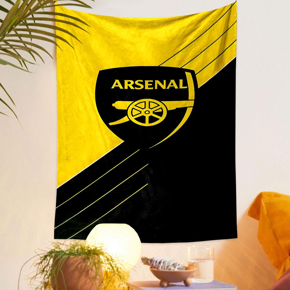 Yellow and Black Arsenal Logo Design Patterned tapestry home decor, suitable for bedroom and living room, gift