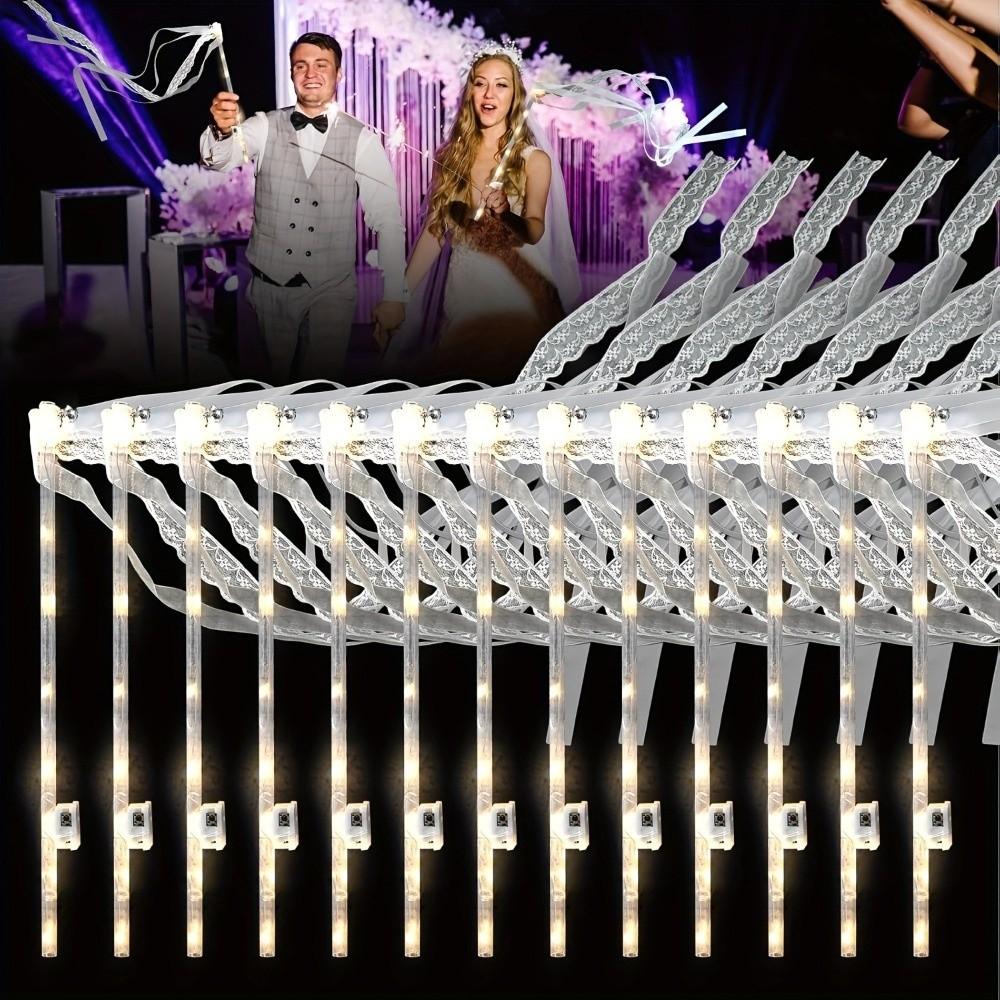 5PCS with Bell Wedding Ribbon Glow Wands Glow Flash Floating Ribbon Wand Photo Prop Wedding Decor