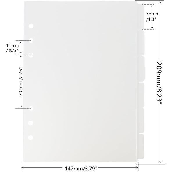 Mogoostry 2 Pack A5 Binder Dividers 6 Tabs Clear Plastic Binder Index Tabs Planner Divider for Round Ring Binder Sheet Protector (Total 12 Dividers)