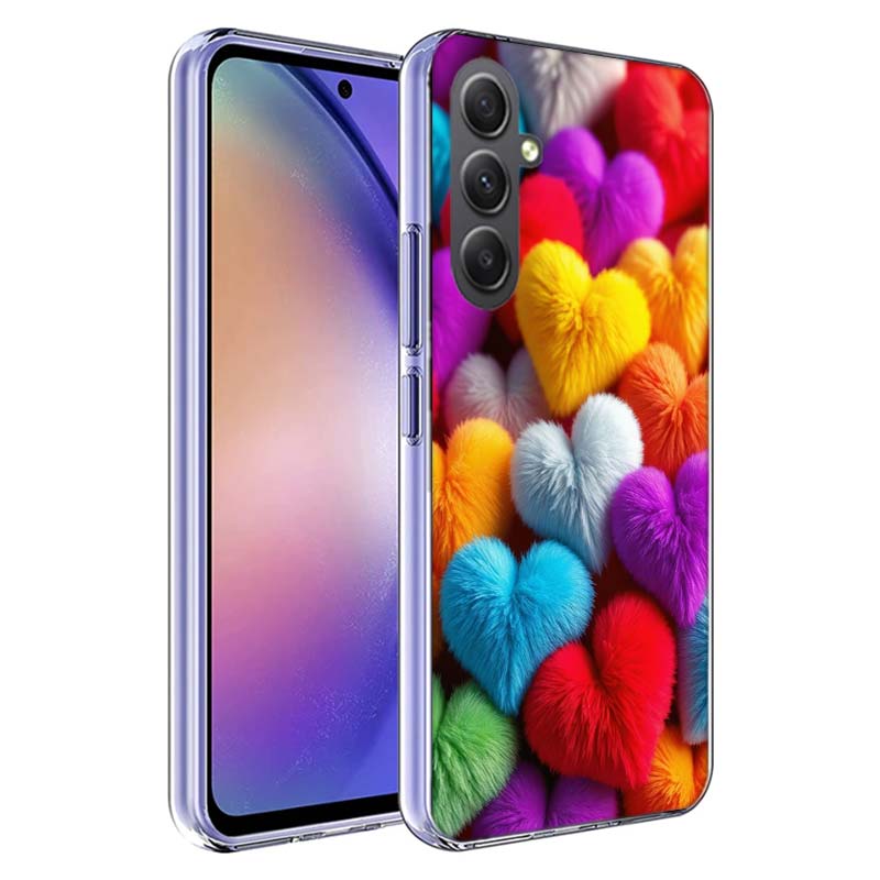 Пушистый чехол-сердечко для телефона Samsung A17 A37 A57 A07 A16 A26 A36 A56 A06 A02S A12 A22 A32 A52S A04S A14 A24 A34 A54 A03 A13 A33 A5