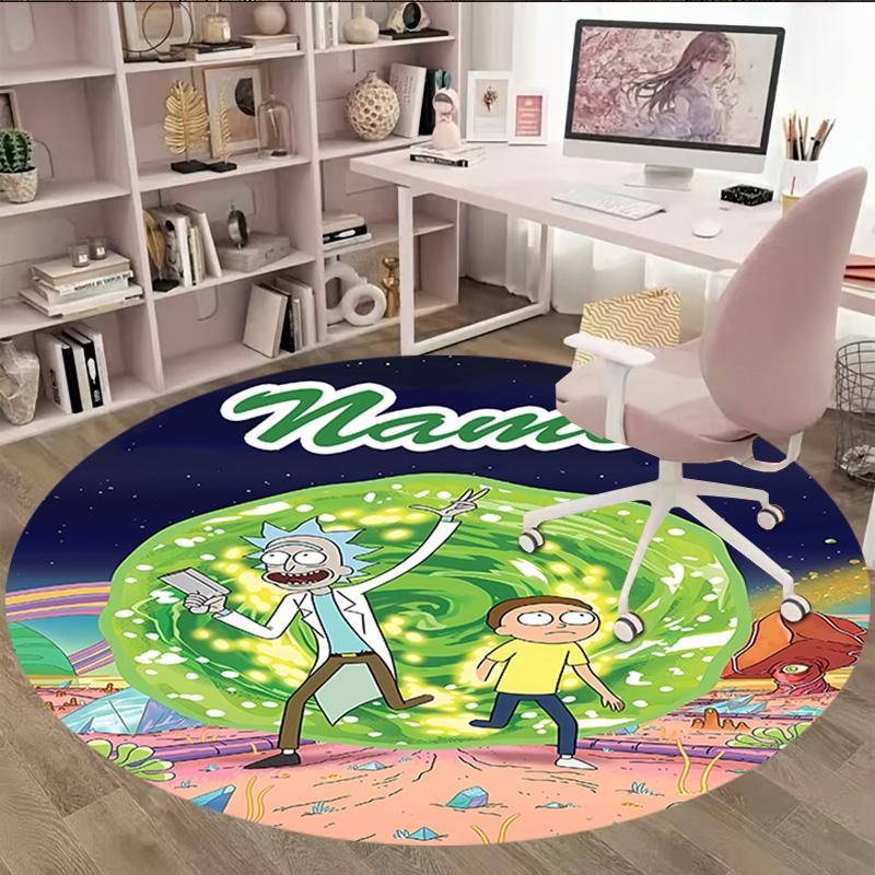 Customizable R-Rick and Morty Round Non-Slip Carpet - Ideal for Garden, Picnic, Office, Perfect for Decoration, Suitable For All Seasons