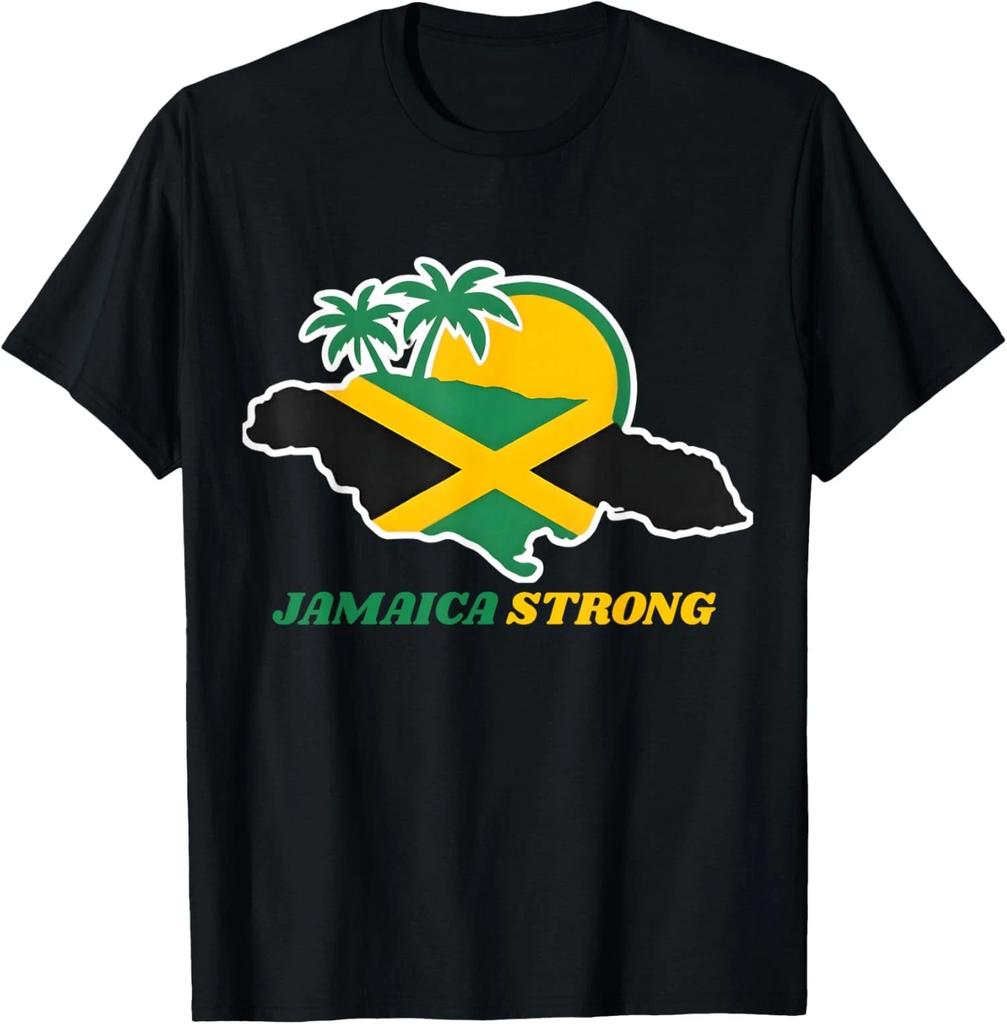 Jamaica Strong Pride I Love Jamaican Flag Heart Gift Unisex T-Shirt