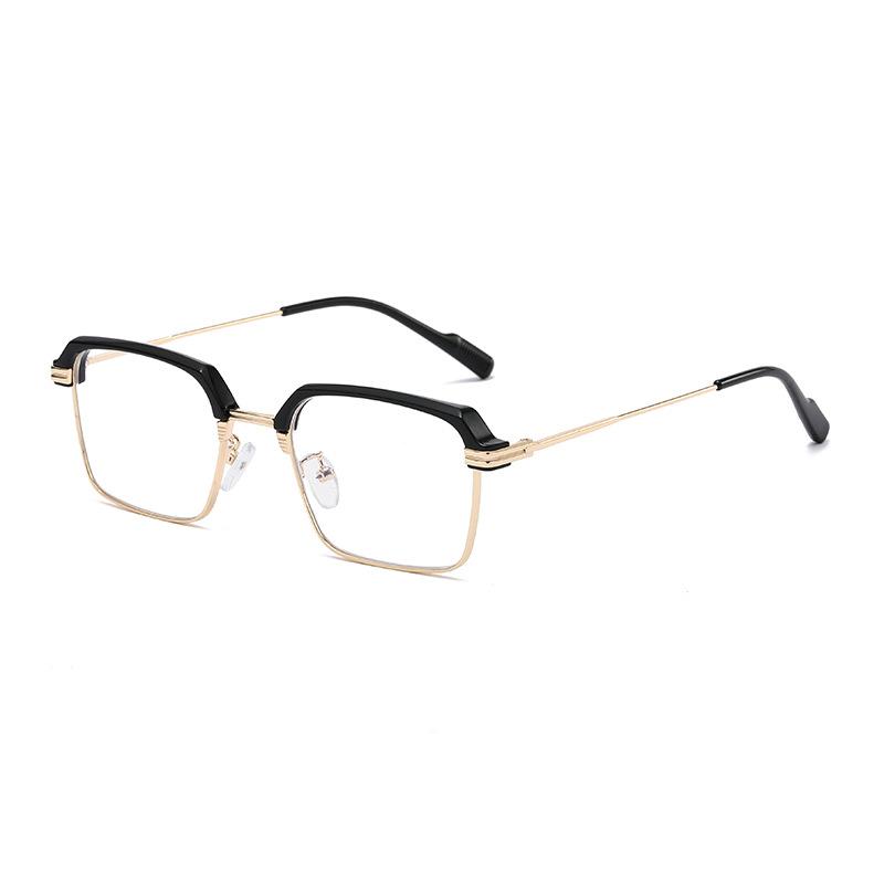 New square anti-blue light glasses, large-face men's anti-blue light eyebrow glasses, frame half-frame glasses