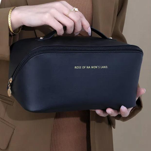 Кожаная дорожная косметичка большой вместимости, портативный женский косметичка, водонепроницаемый многофункциональный органайзер для туалетных принадлежностей, сумка для хранения