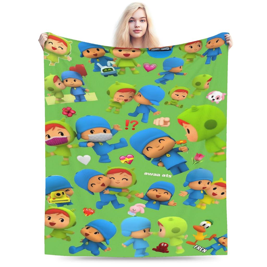 P-POCOYO Warm Soft Blanket Girls Boys Plush Throw Blanket Print Living Room Flannel Bedspread Sofa Bed Cover