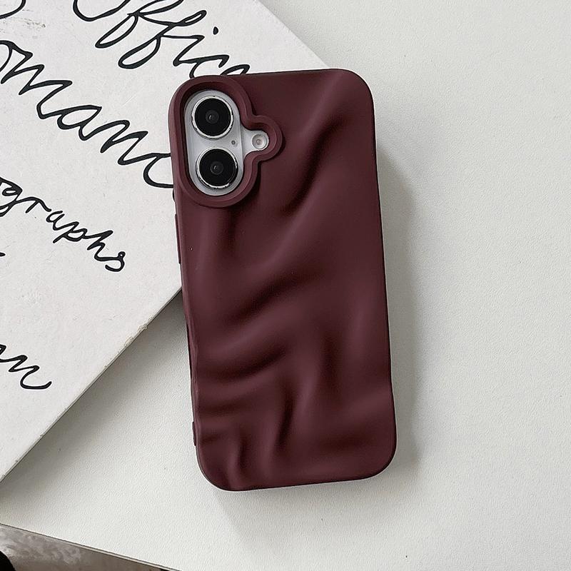 Stylish Wine Red Irregular Water Ripples 3D Phone Case For For Iphone 17 Air 16 1 14 13 12 11 Pro Max Soft Silicone Back Cover