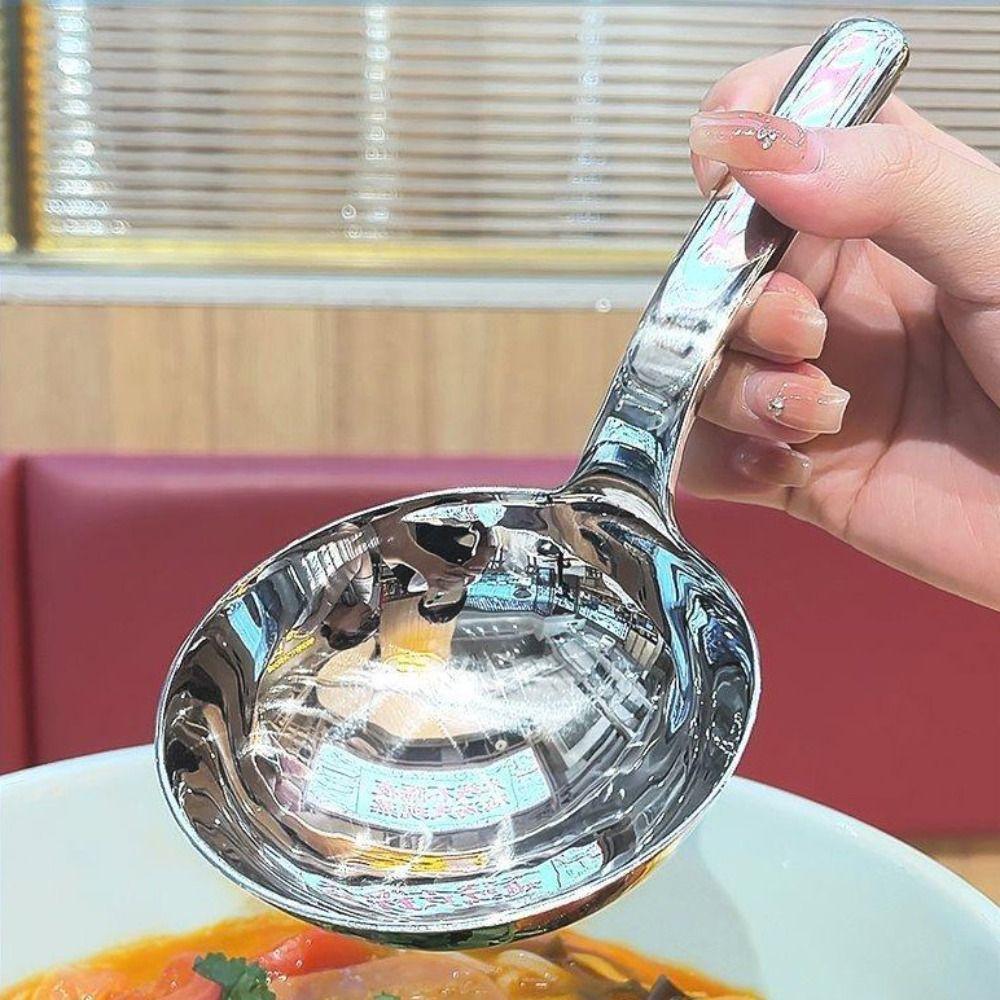 304 Stainless Steel Serving Spoon Large Size Soup Ladle Scoop Round Soup Spoon  Home
