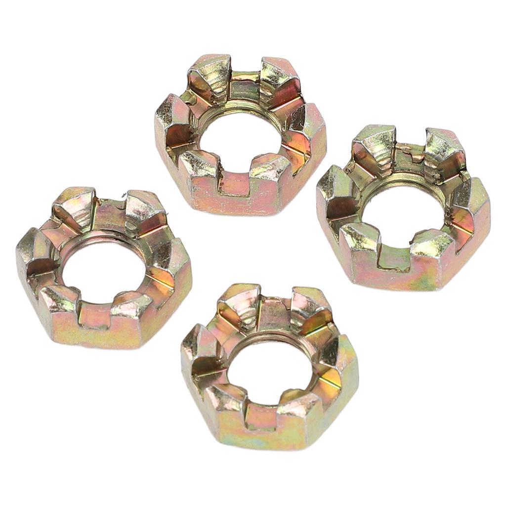 4PCS M10 Hex Slotted Nuts Steel Alloy Zinc Plating Wheel Alxe Hub Castle Nut for 50 To 100cc Quad Dirt Bike ATV Go Kart