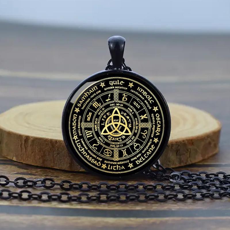 Ожерелье Колесо Года Ведьмы Кулон Трикетра Ювелирные Изделия Колдовства Золото Серебро Шарм