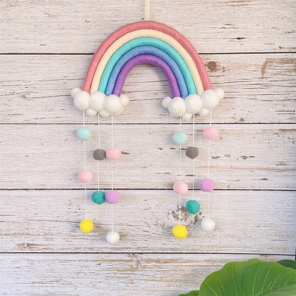 Macrame Rainbow Clouds Tapestry Handmade Room Decoration Delicate Photo Prop  Home