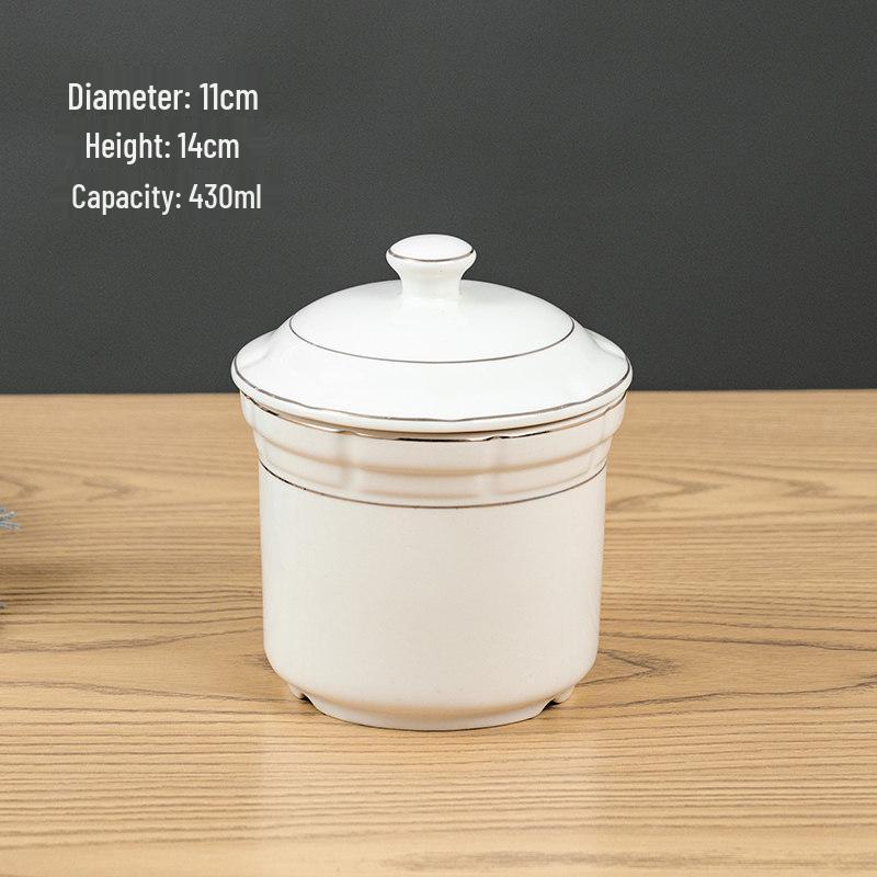 Ceramic Double Boiler Stew Pot with Lid for Soup, Bird's Nest, and Steamed Eggs