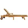 Sun Lounger with Cushions 100percent  Polyester with Solid Teak
