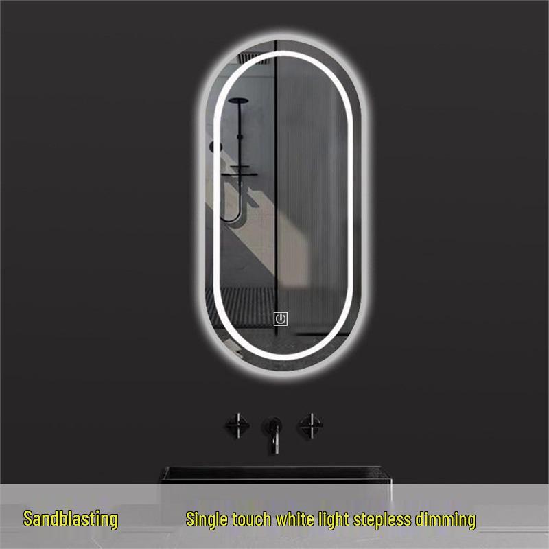 Oval LED Smart Vanity Mirror, Anti-Fog, Wall-Mounted for Bathroom Use.