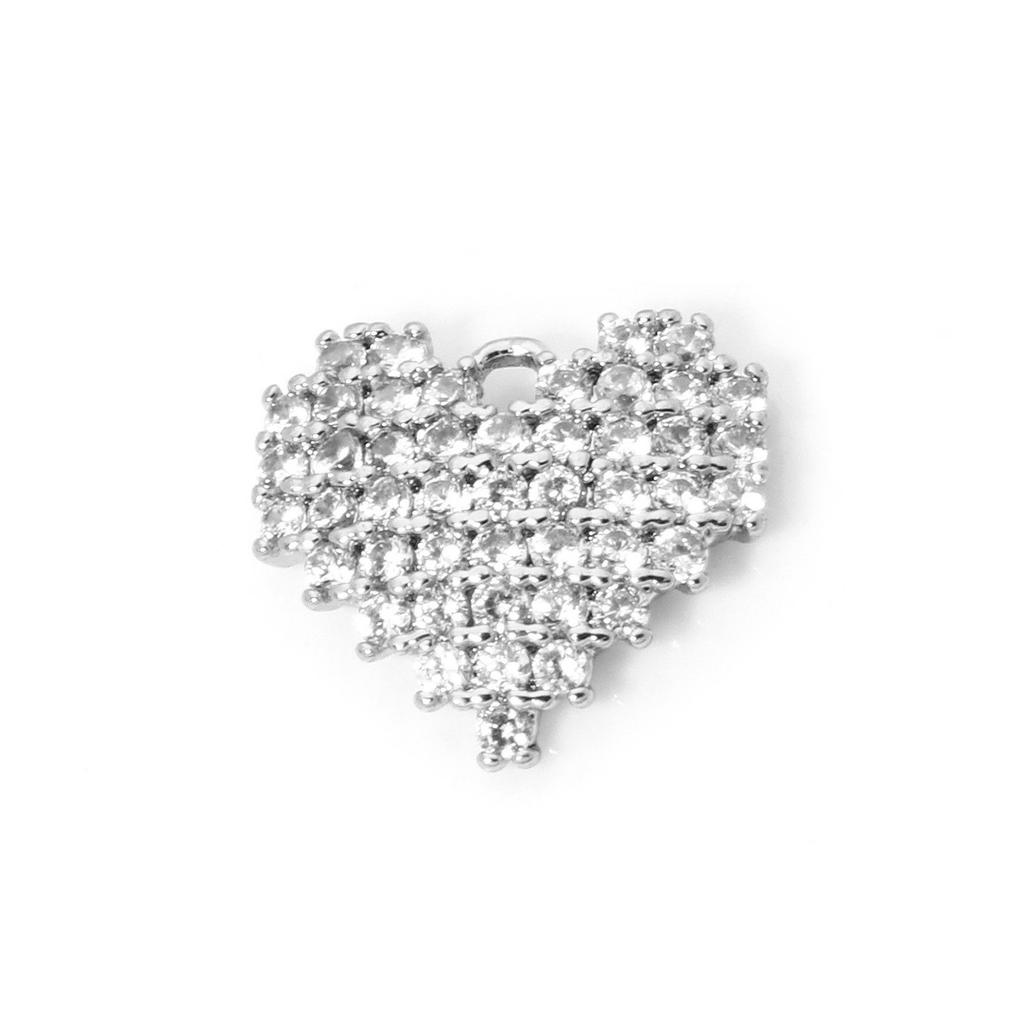 1 Piece Brass Valentine's Day Heart Charms Multicolor Full Micro Pave Clear Cubic Zirconia Pendants for DIY Jewelry 10mm x 9mm
