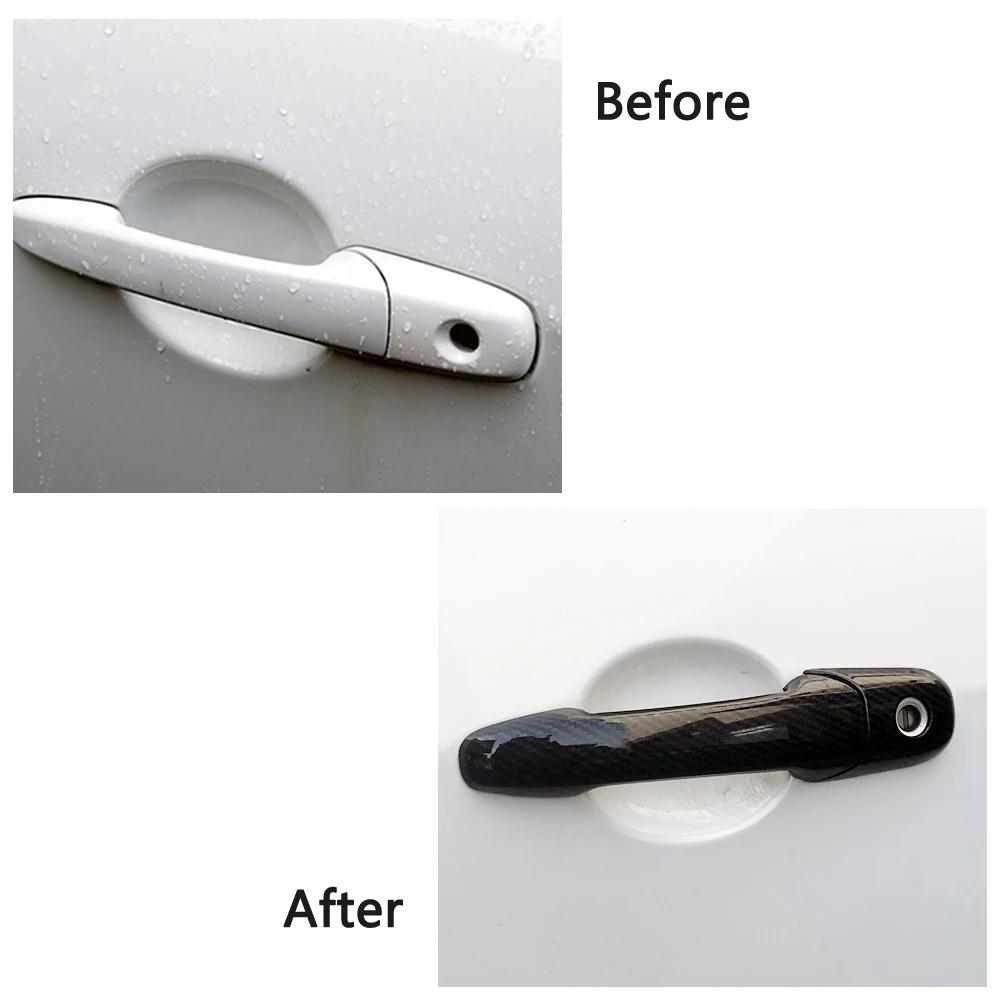 For Ford Edge Mustang For Mercury Milan For Lincoln MKZ Zephyr Carbon Fiber Printed Exterior Side Door Handle Cover Trim Frame