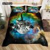 Пододеяльник Galaxy Cats для женщин и детей, комплект постельного белья с 3D-кошками, милый комплект постельного белья с изображением животных, чехол для пододеяльника Galaxy Microfiber Quilt Cover