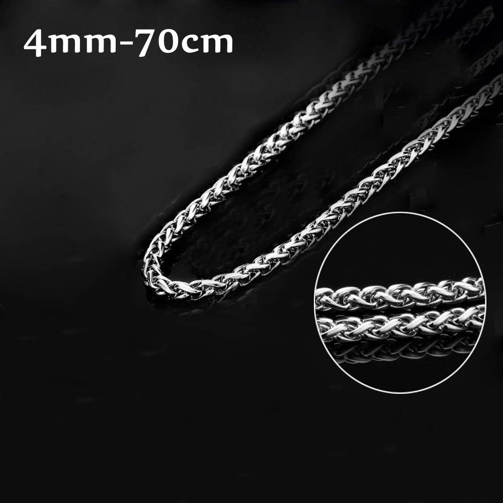 Men Silver Color Cool Choker Metal Collar Stainless Steel Necklace Braided Wheat Chain Heavy Link