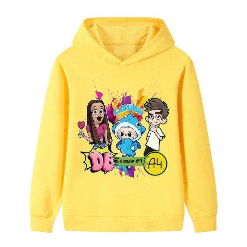 Модный унисекс детский худи с мультяшным принтом - Белый, дизайн DB Girl & A4 Boy, идеально подходит для весны и осени