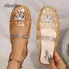 Fashion Low Heel Hollow Crystal Shoes for Women Pvc Slides Women's Beach Slippers Summer Footwear Large Size37 41 Zapatos De Mujer
