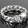 Gothic Skull Men's Bracelet 15MM Width Polished Stainless Steel Cuban Link Chain Hip Hop Streetwear Biker Jewelry