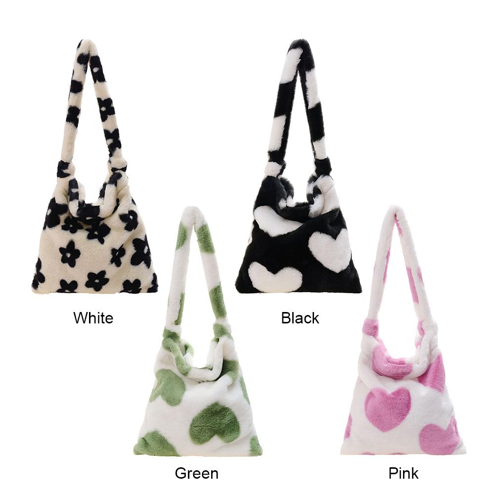 Модная женская плюшевая сумка-мессенджер с принтом, осенне-зимние большие сумки