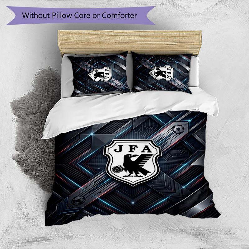 Japan Football Printed Bedding 3 Piece Set Cozy Breathable Bed Cover Set as Housewarming Holiday Gift