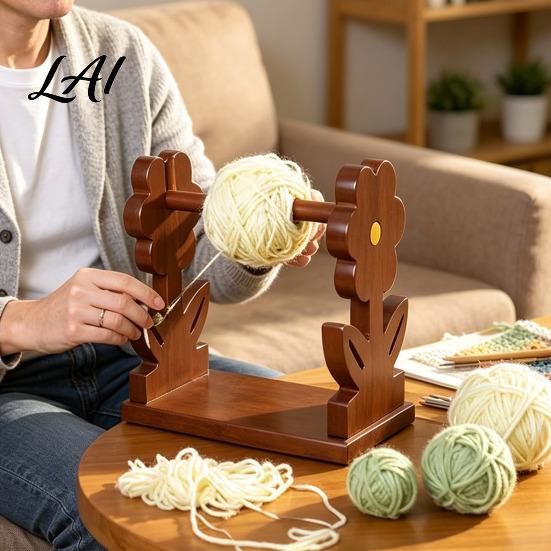 Knitting Tools And Gadgets Rotatable Wooden Yarn Rack Easy Assembly Ball Dispenser Spinner Smooth Rotation Spool Stand for Embroidery Crafting