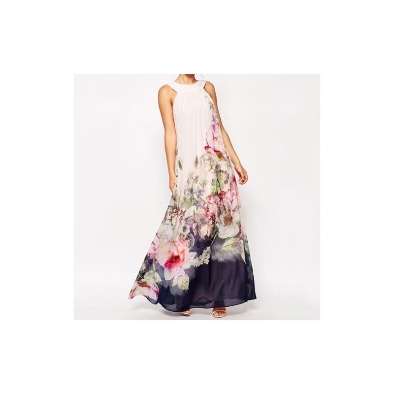 Stylish Lady Women Floral Summer Beach Boho Chiffon Sundress For Casual And Formal Occasions