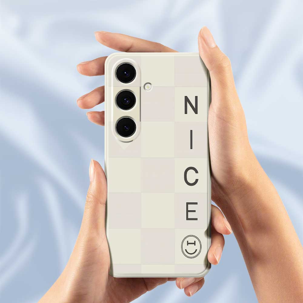 For Samsung Galaxy S25+ Case Grids Pattern Printing Straight Edge TPU Phone Back Cover