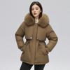 Women's New Velvet and Thickened Parka Short Korean Style Loose Waisted Large Fur Collar Jacket