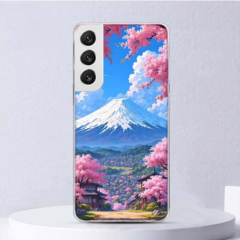 Японская вишня Гора Фудзи Мягкий чехол для Samsung Galaxy S25 S24 S23 S22 Ultra Чехол для телефона S20 FE S21 Plus S25 Edge + Funda Coque