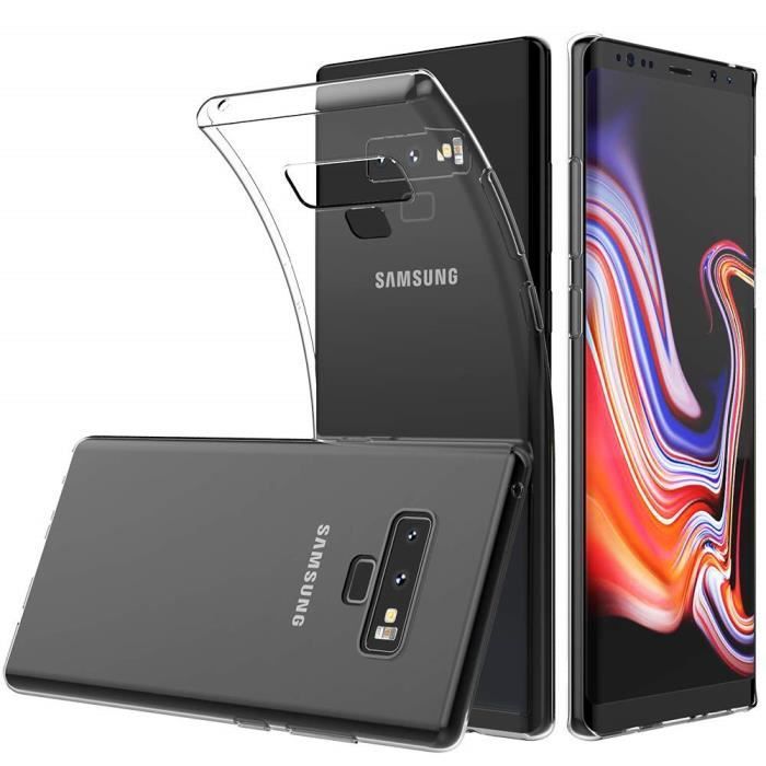 Чехол Samsung Galaxy NOTE 9 - Прозрачный силикон + Изогнутая пластиковая защитная пленка для экрана [Phonillico®]