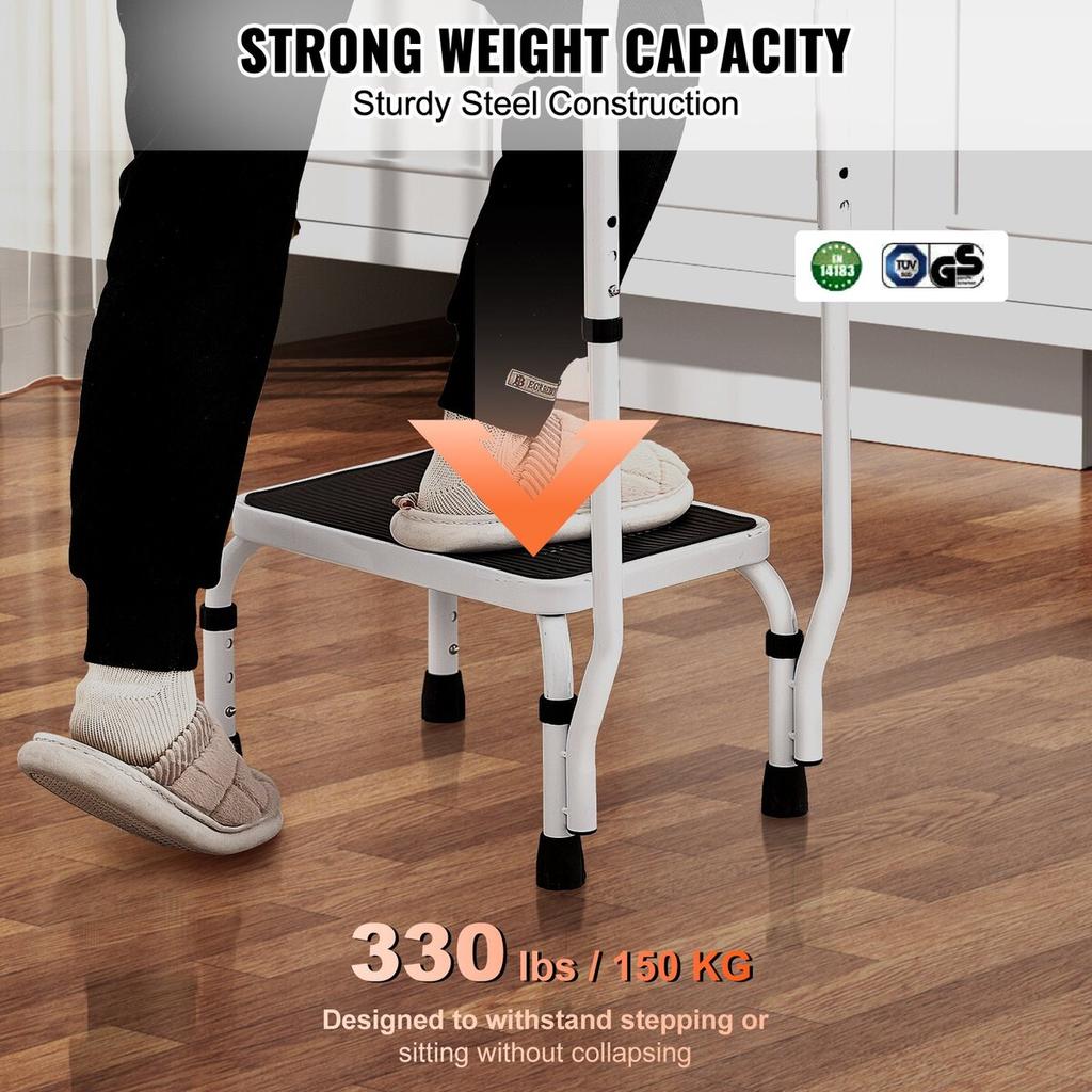 Step Stool Ladder 3 Adjustable Height with Handle Max Load 150KG for RVs