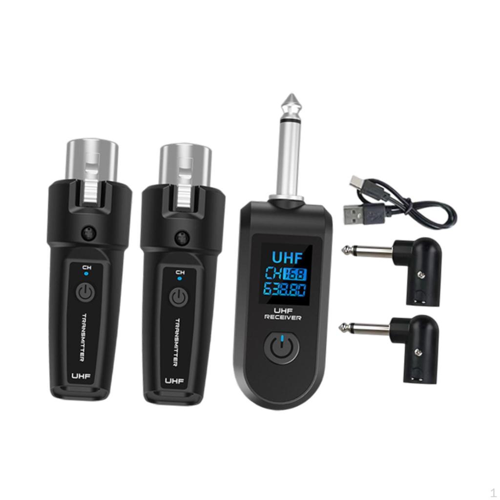 Audio Transmitter Receiver Microphone Wireless System for Guitar Dynamic Mic