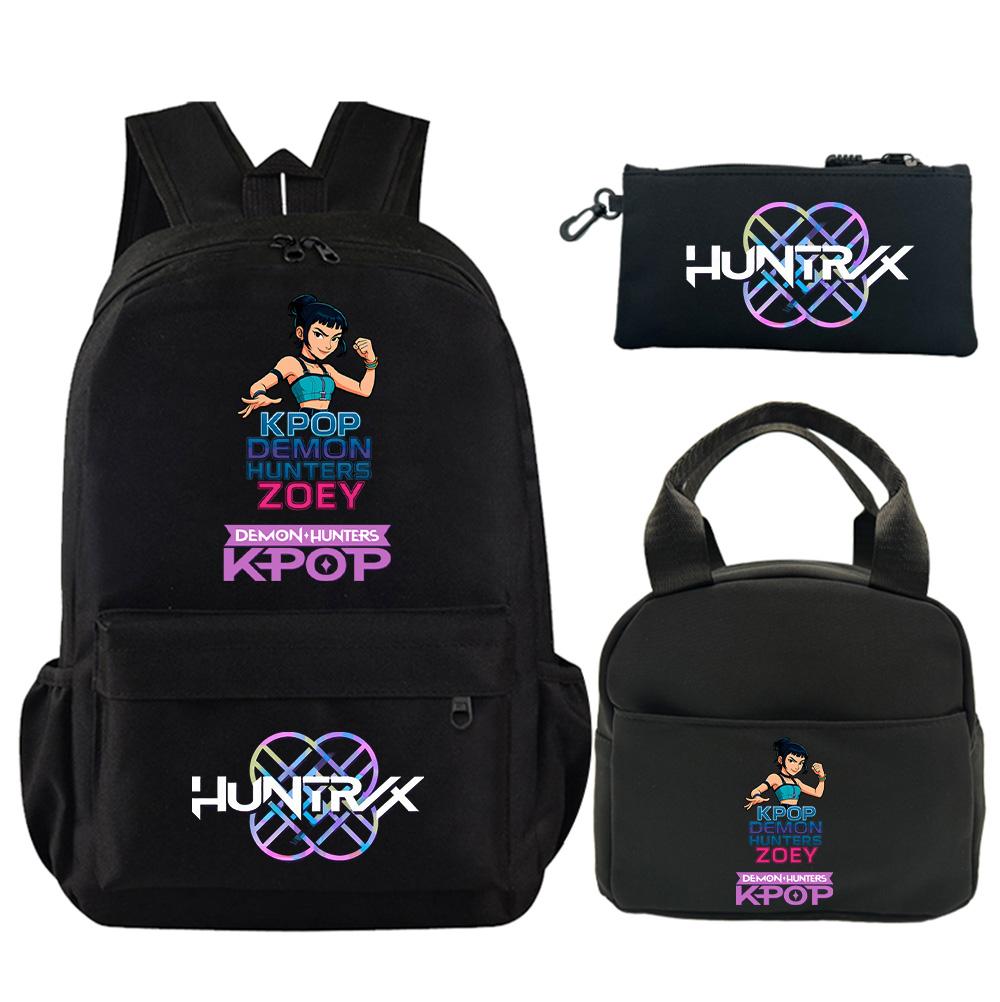 3Pcs/set Anime Demon Hunters Printed Backpack with Shoulder Bag Pencil Case for Student Boy Girl Schoolbag Large Capacity Waterproof Bookbag