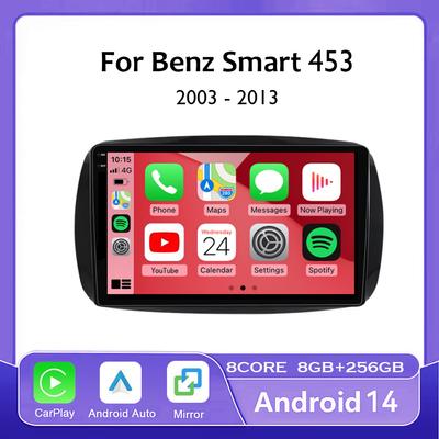 Android 14 Carplay Auto для Mercedes Benz Smart 453 Fortwo 2014 - 2020 Мультимедийный автомобильный радиоплеер WIFI Stereo 4G GPS RDS AUTO