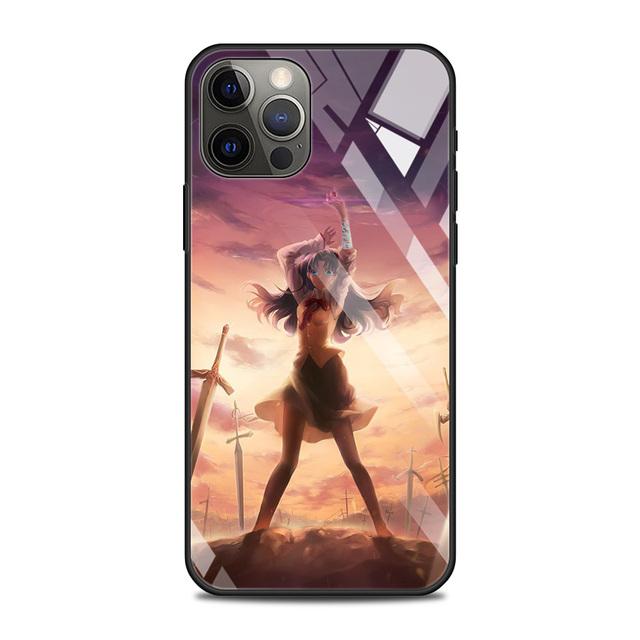 Tempered Glass Case For Iphone 12 11 Pro Max 14 13 Fundas X Xr Xs Max 8 7 6s Plus Cover Shell Fundas Fate Zero Tohsaka Rin